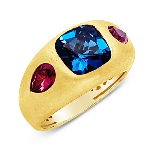 Blue Topaz & Pink Tourmaline Ring