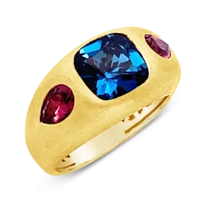 Blue Topaz & Pink Tourmaline Ring