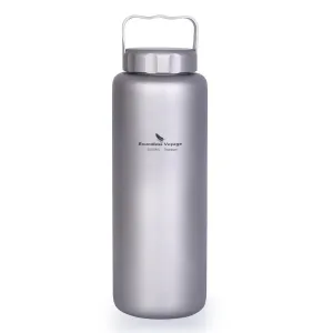 Boundless Voyage Outdoor Titanium 1050ml Water Bottle with Handle Big Capacity Tea Coffee Wine Canteen Wide Mouth Drinkware for Camping Hiking Cycling Sports