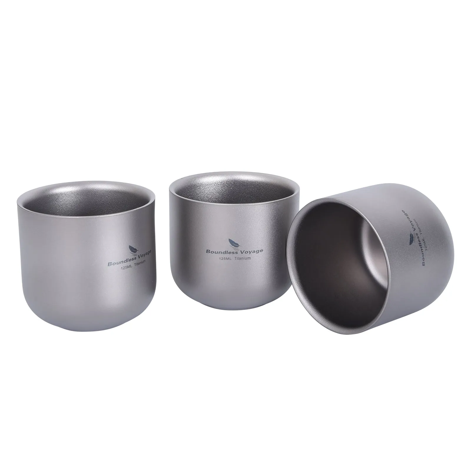 Boundless Voyage Titanium 125ml Double-Layer Cup Outdoor Camping Anti-scalding Mug Drinkware Tableware