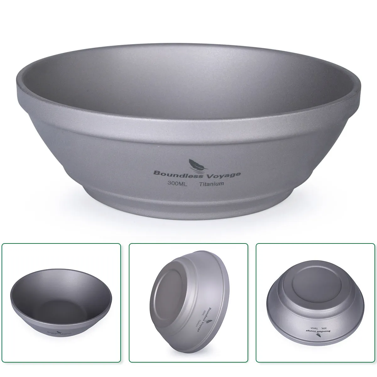 Boundless Voyage Titanium Double-Wall Bowl 300ml For  Outdoor Camping Home  Tableware Lightweight