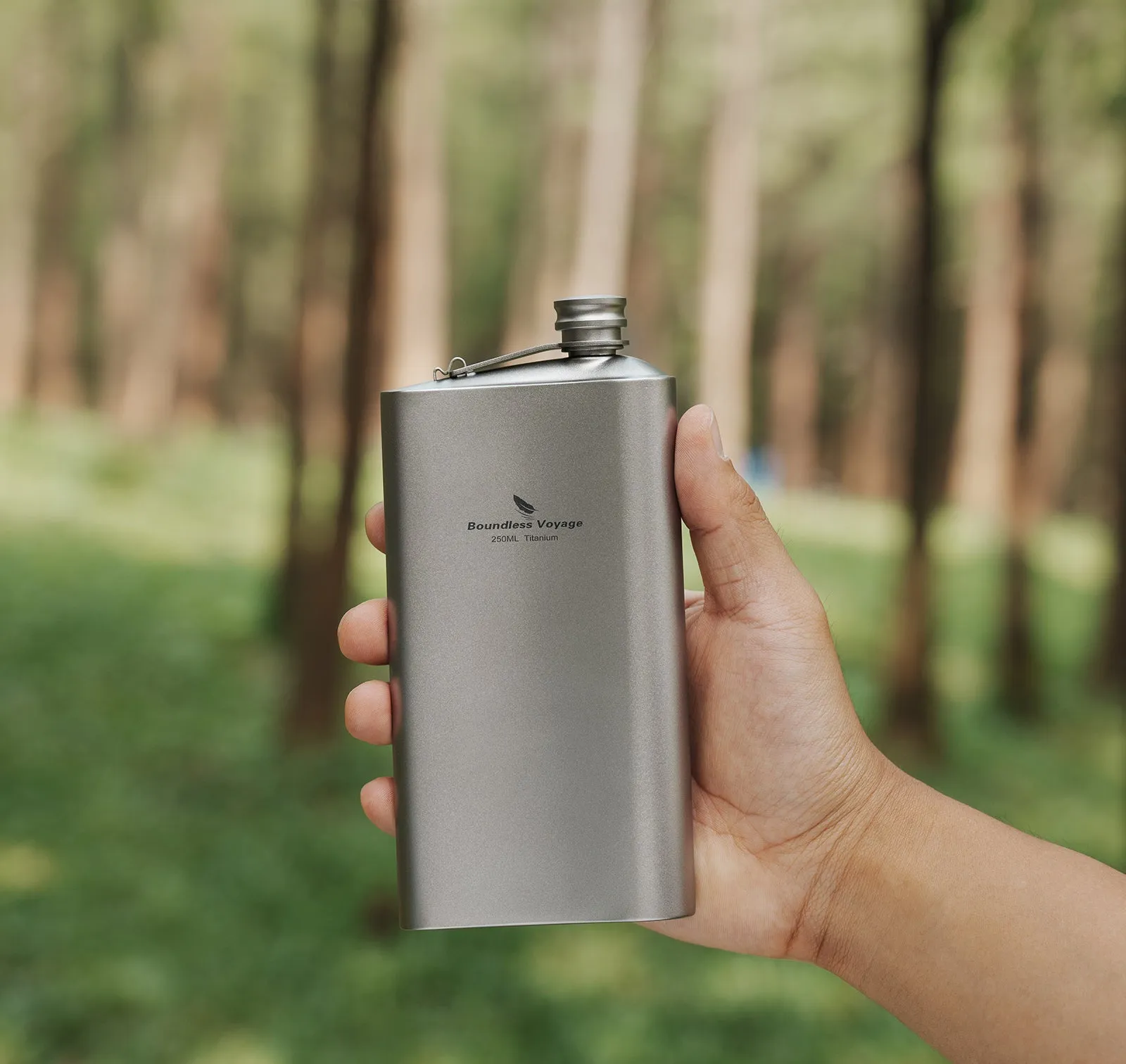 Boundless Voyage Titanium Flask 250ml- Ultralight & Durable Camping Essential - Flavor-Resistant Flask Bottle for Whiskey Wine Outdoor