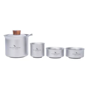 Boundless Voyage Titanium Titanium Double-Layer Tea Maker   3pcs 30ml Tea Cups Lightweight Outdoor Camping Portable Tea pot sets