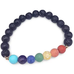 Bracelet -7 Chakras & Lava Beads -8mm