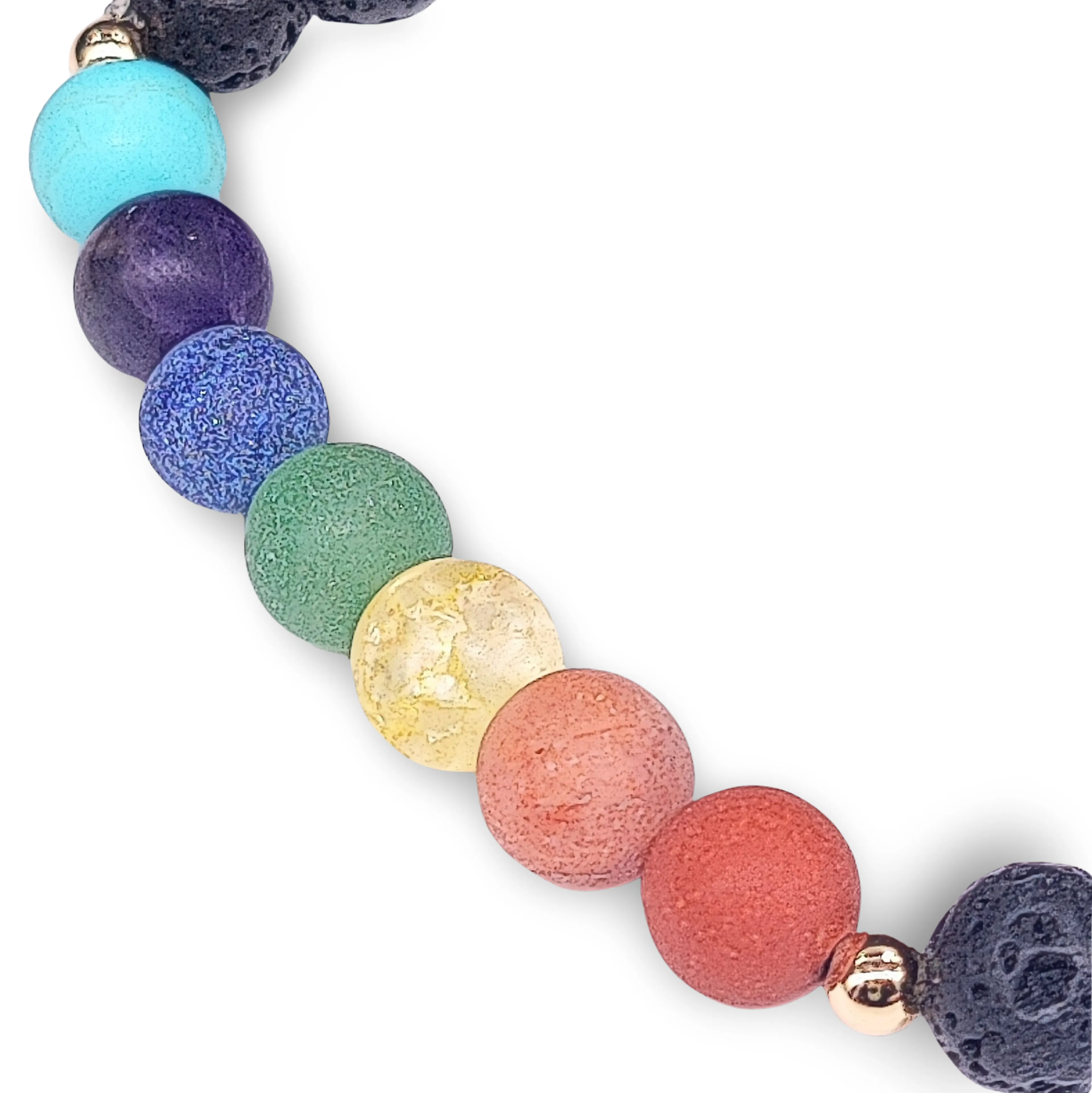 Bracelet -7 Chakras & Lava Beads -8mm