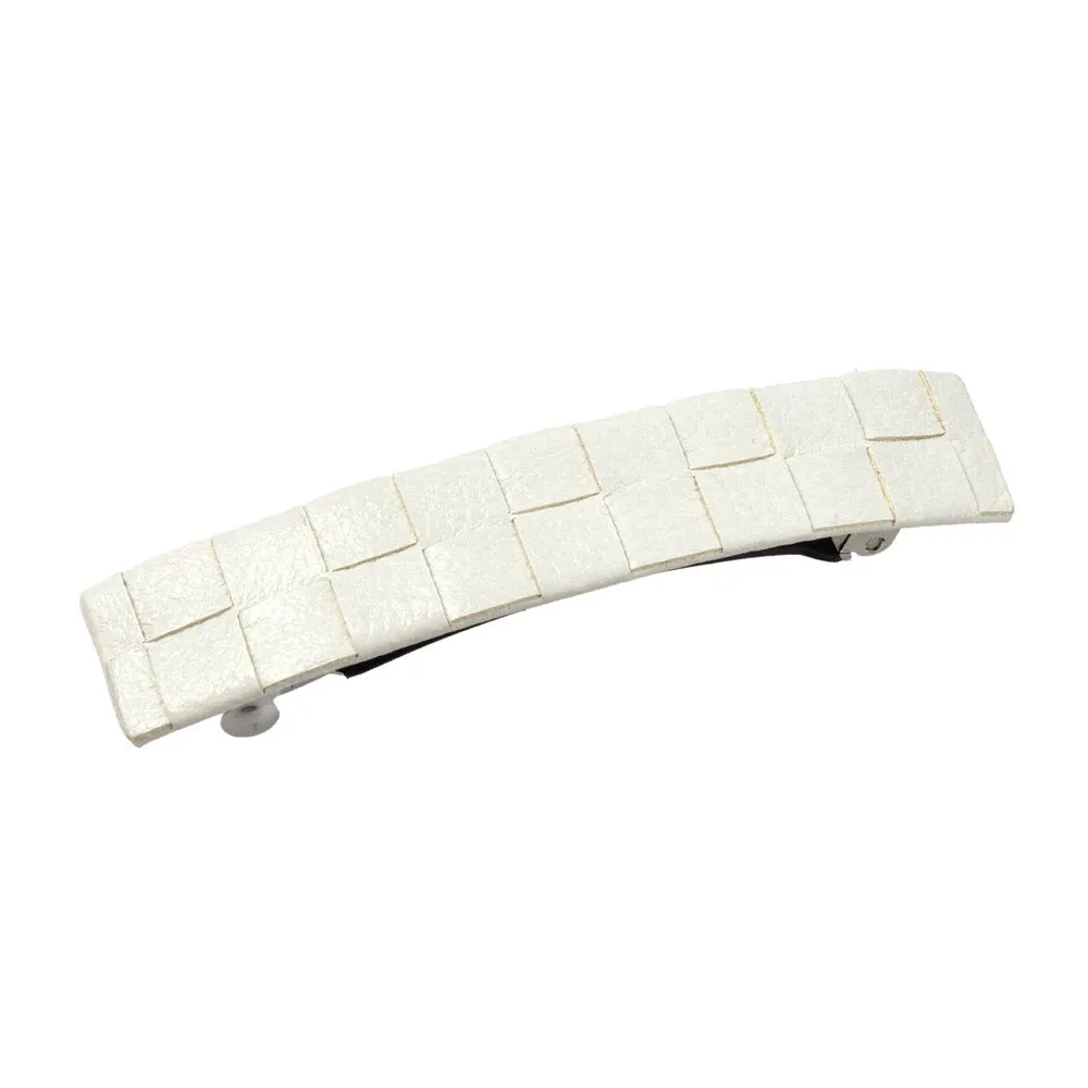 Braided White Leather Hair Barrette