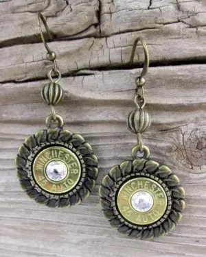 Bronze 45 Auto Medallion Bullet Earrings