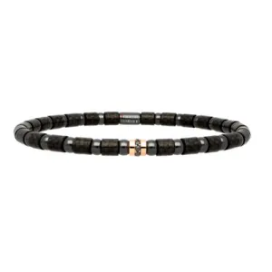 CARBON MEN'S STRETCH BRACELET WITH ONE ROW OF BLACK DIAMONDS by Roberto Demeglio