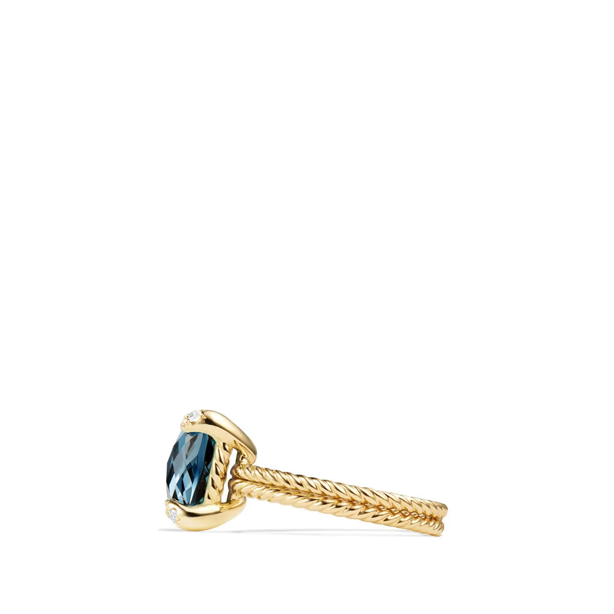 Chatelaine Ring with Hampton Blue Topaz and Diamonds in 18K Gold