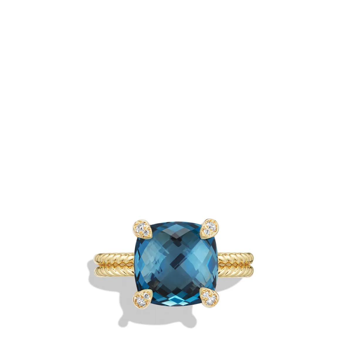 Chatelaine Ring with Hampton Blue Topaz and Diamonds in 18K Gold