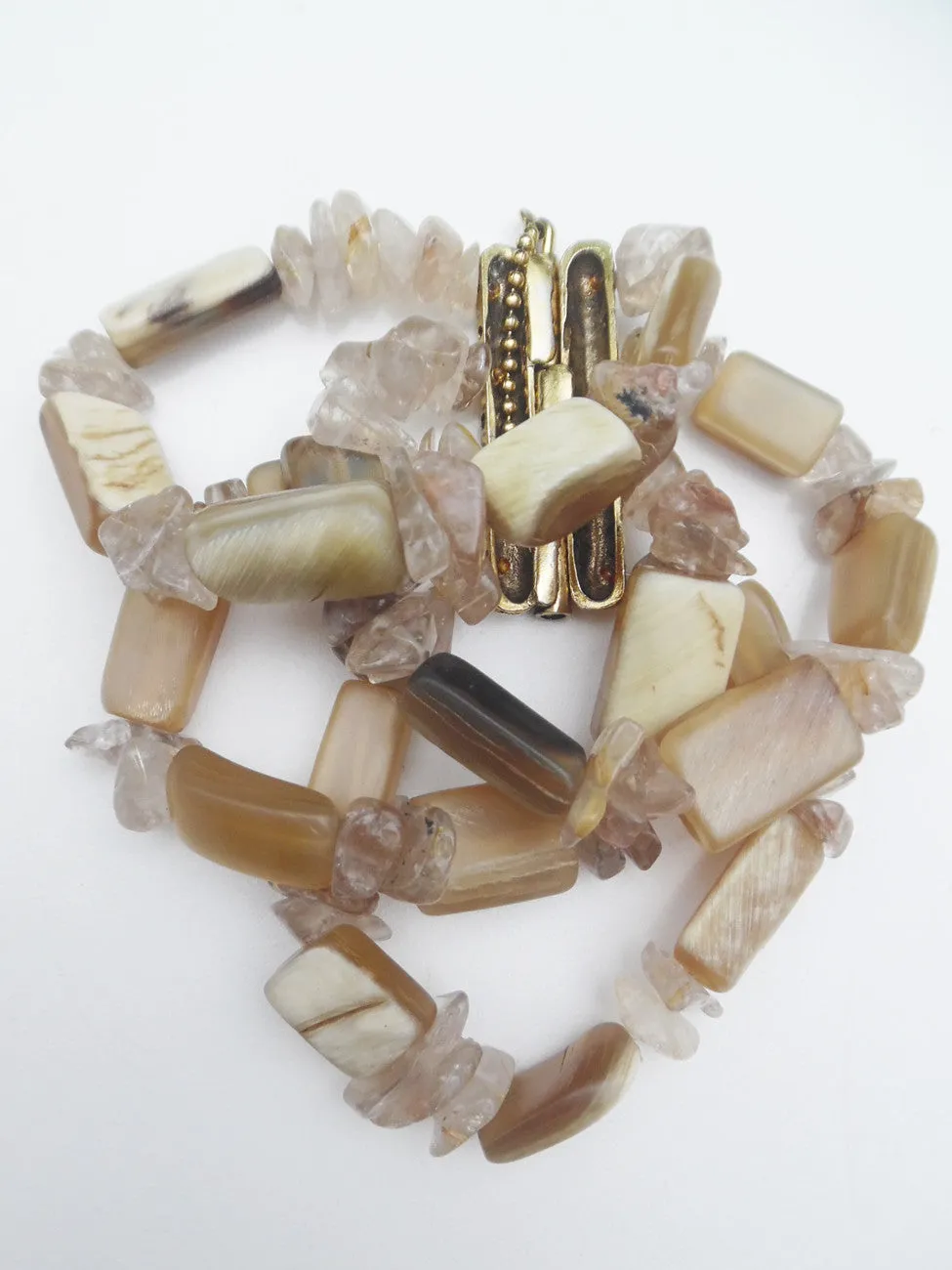 Chunky Four Strand Bracelet Horn Rutillated Quartz