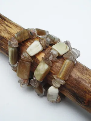 Chunky Four Strand Bracelet Horn Rutillated Quartz