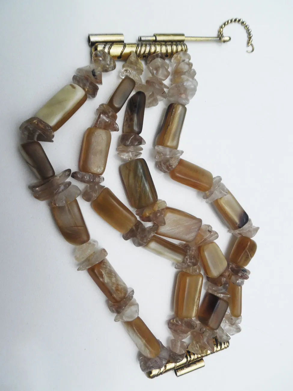 Chunky Four Strand Bracelet Horn Rutillated Quartz