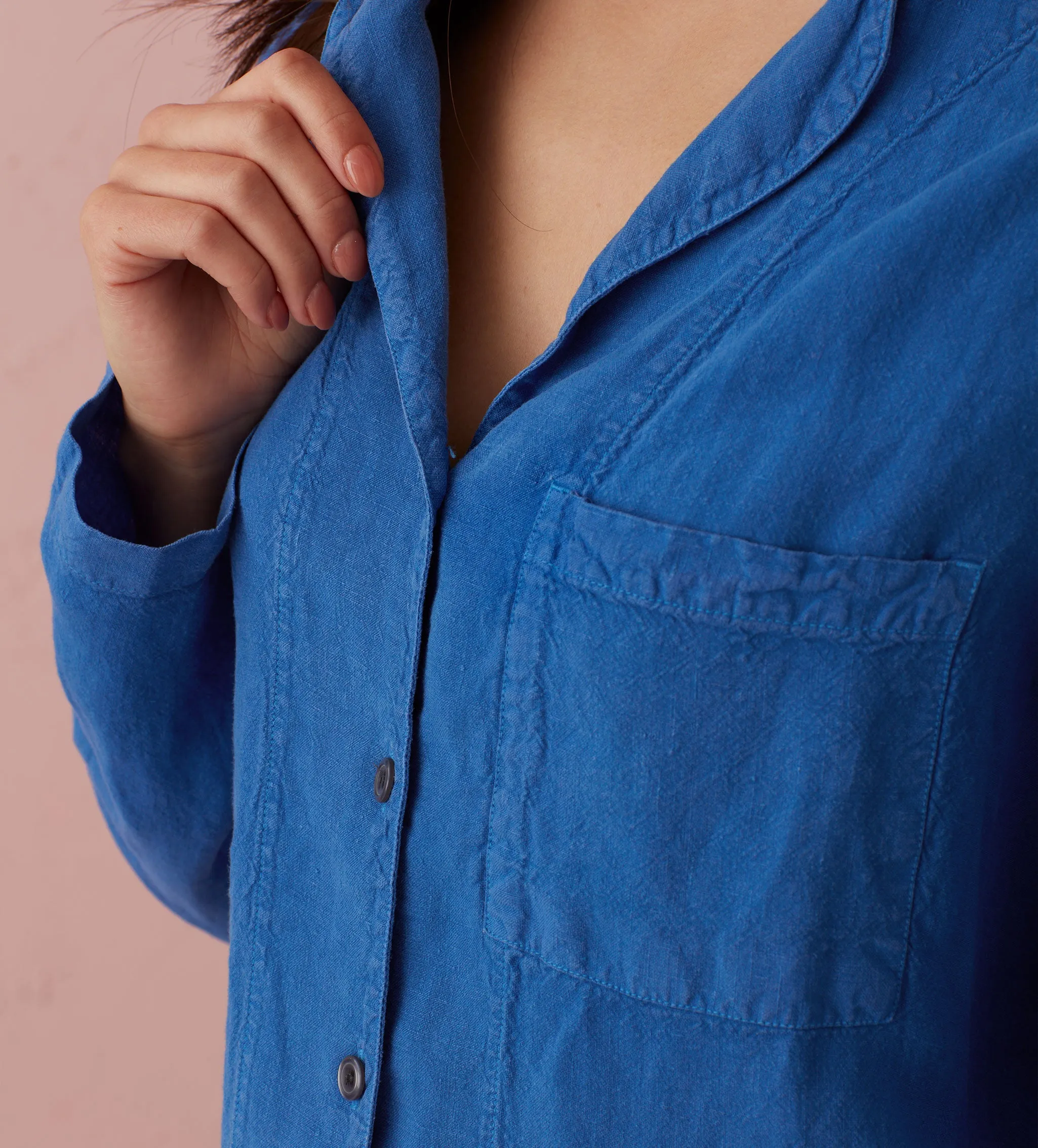 Cobalt Polly 100% Linen Pyjama Top