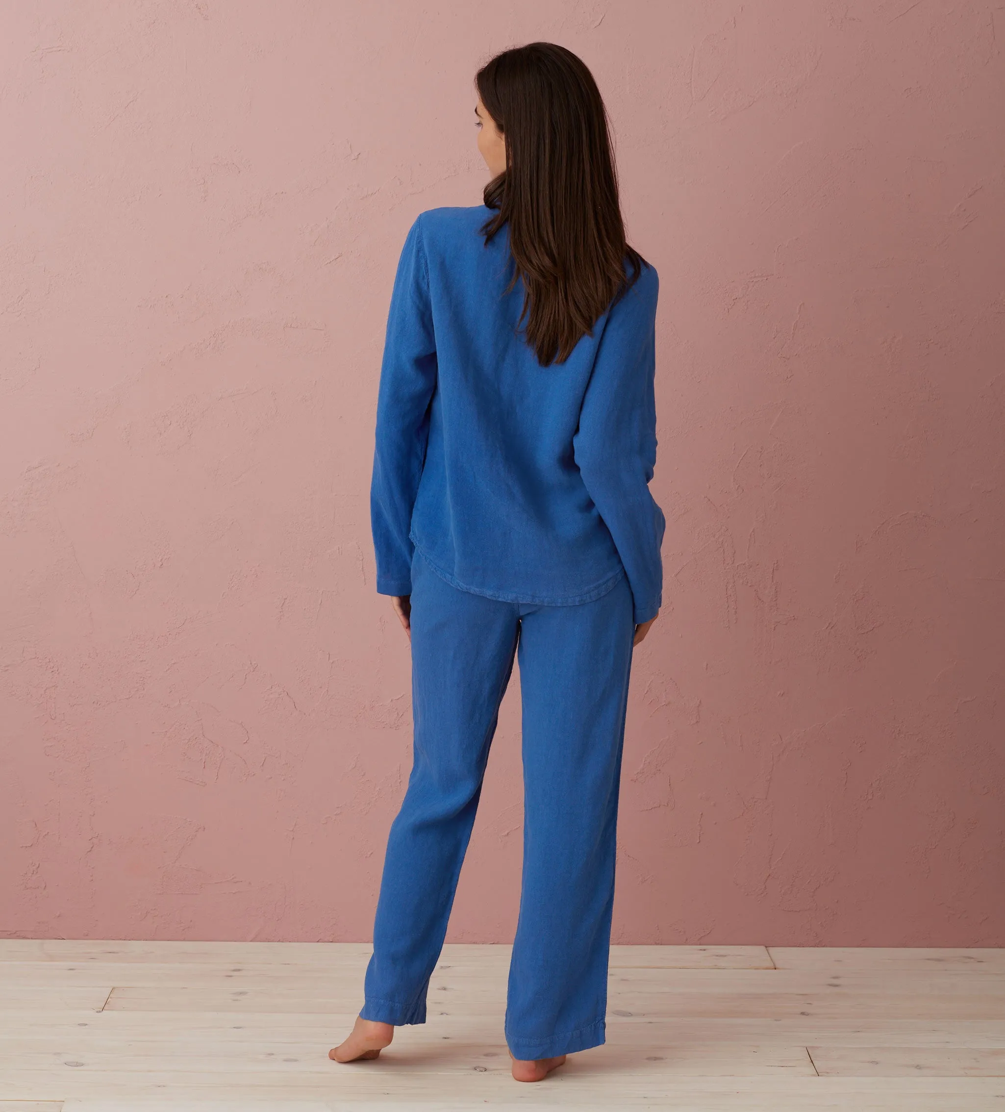 Cobalt Polly 100% Linen Pyjama Top