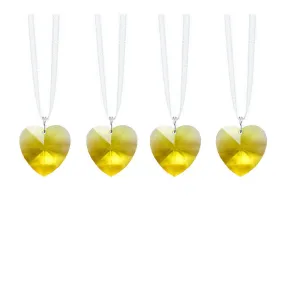 Crystals Hanging Swarovski Crystal Prisms Light Topaz Heart Prisms, 4 Pcs