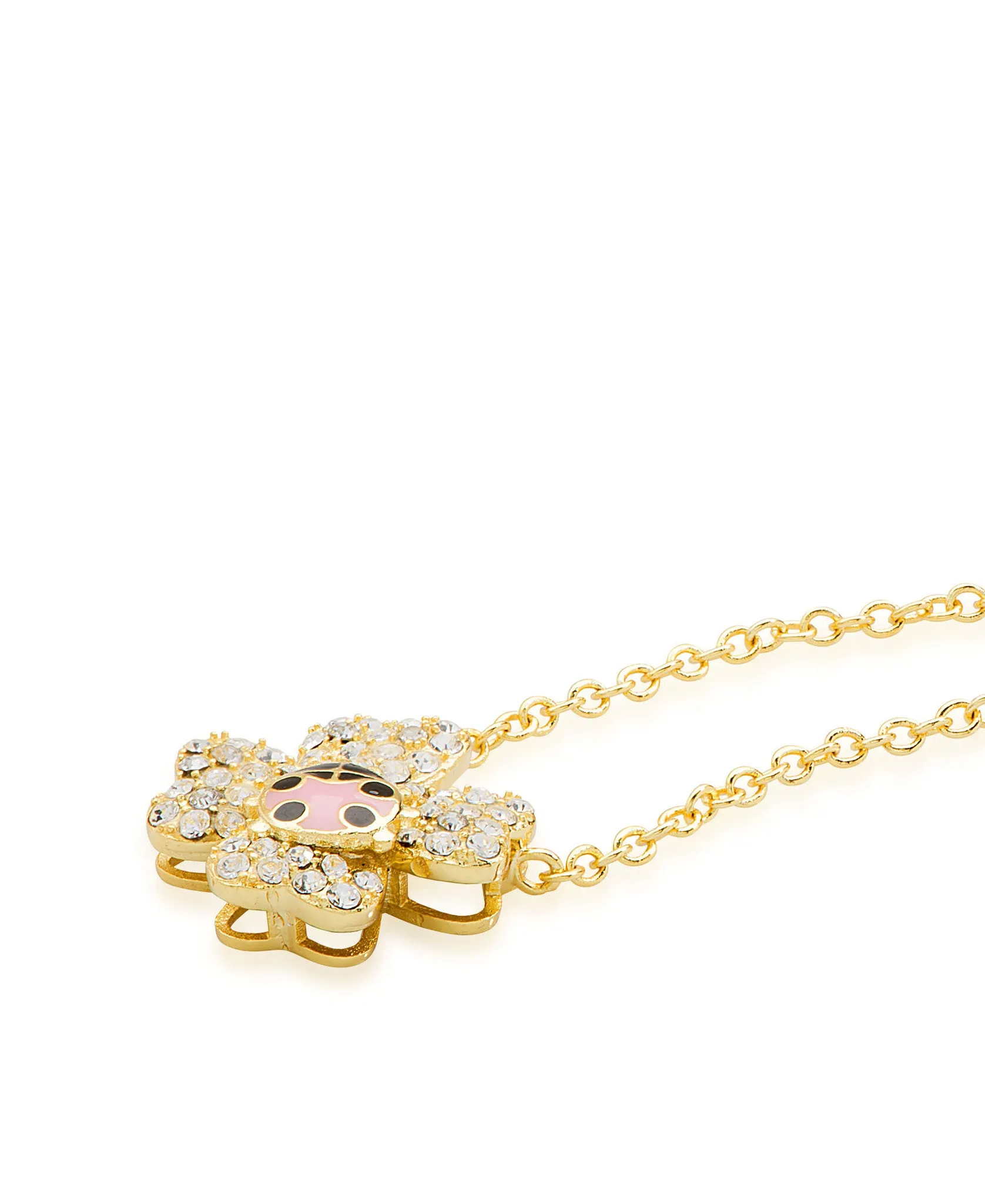 CZ Flower Necklace with Ladybug