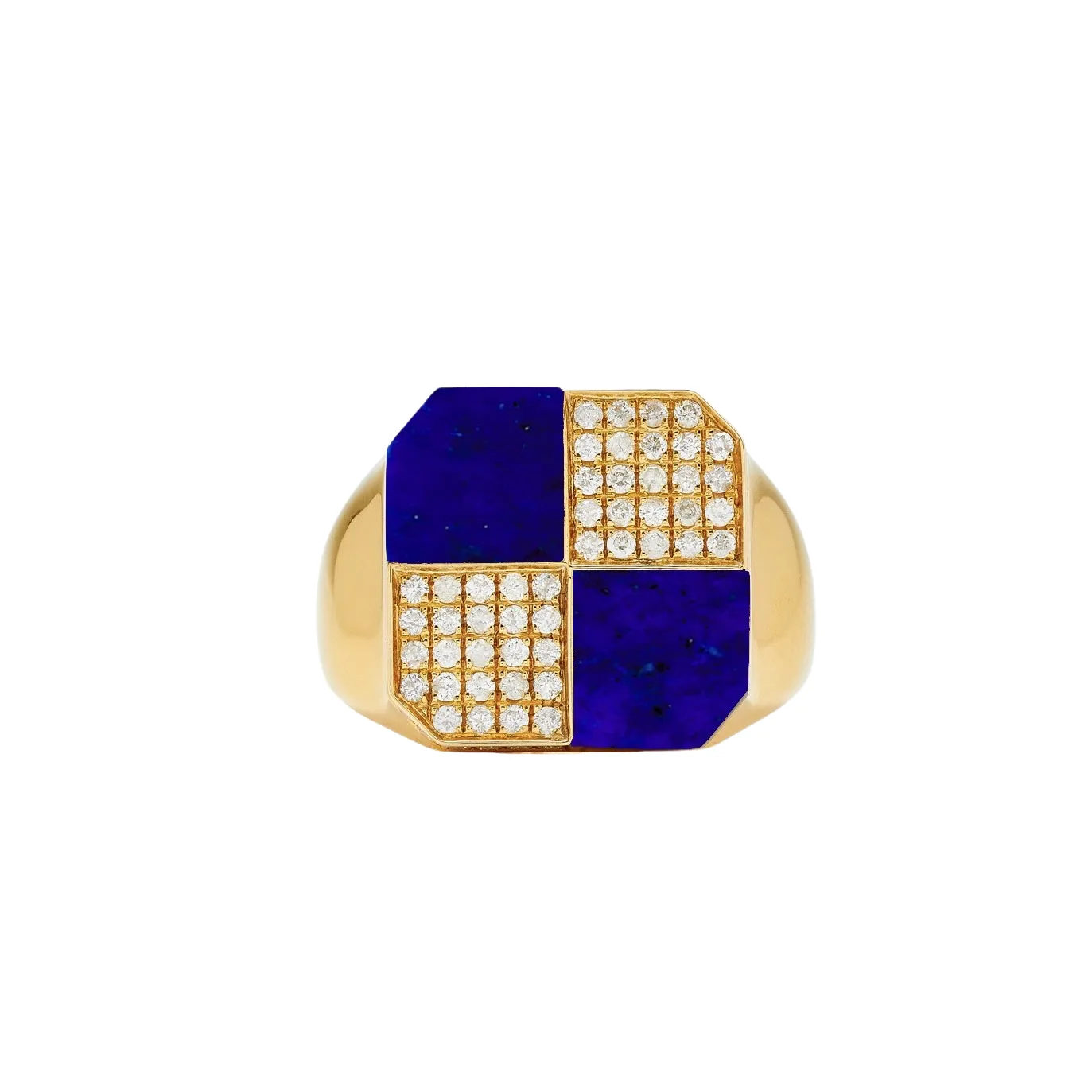 Damier Diamond & Precious Stone Square Checker Board Ring