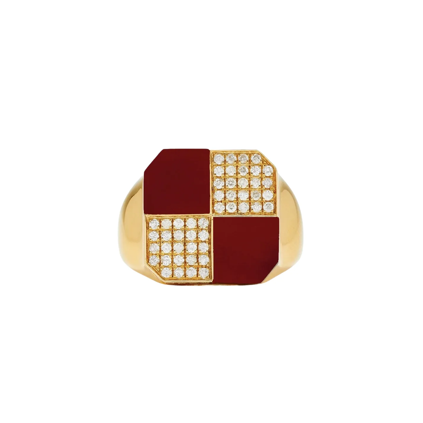 Damier Diamond & Precious Stone Square Checker Board Ring