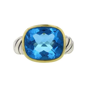 David Yurman Noblesse Ring with Blue Topaz and Gold