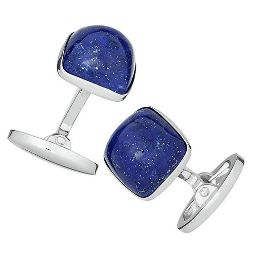 Domed Soft Square (assorted Colors) Sterling Cufflinks