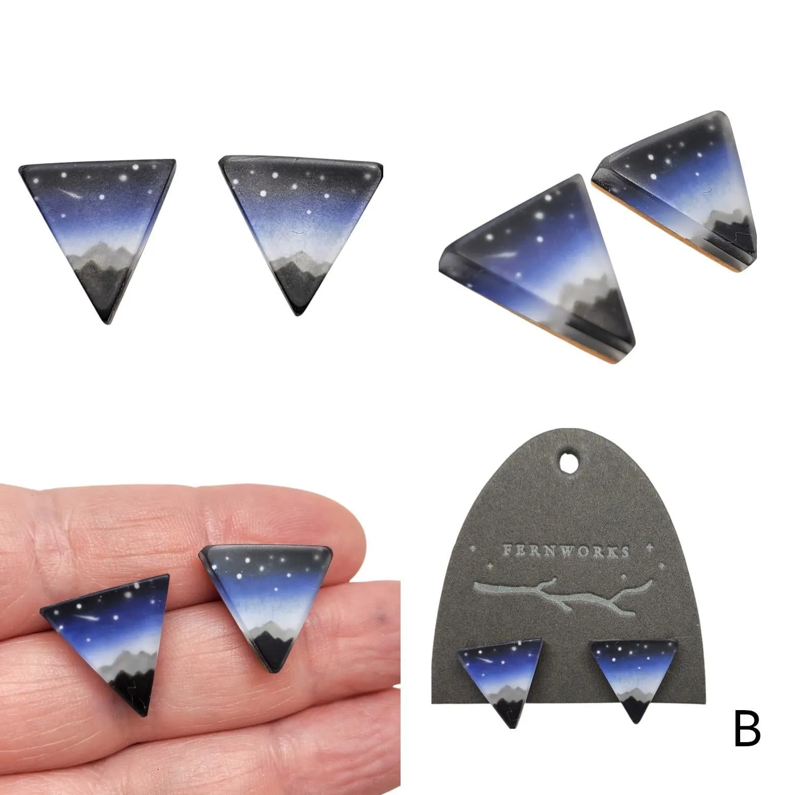 Earrings - Mountains Triangle Studs by Fernworks