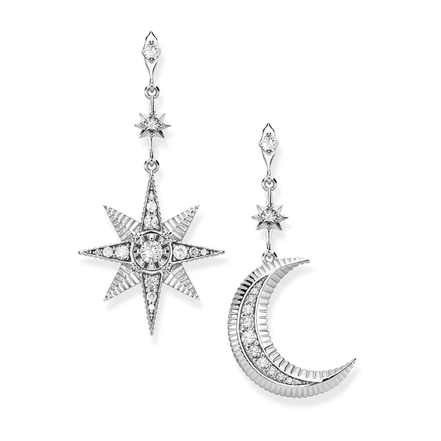 Earrings "Royalty Star & Moon" - Silver