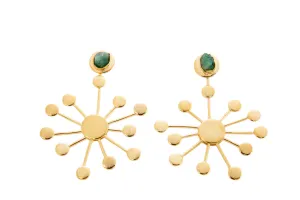 Eloise Constellation Collection Colombian Raw Emerald & 24k Gold Plated Earrings