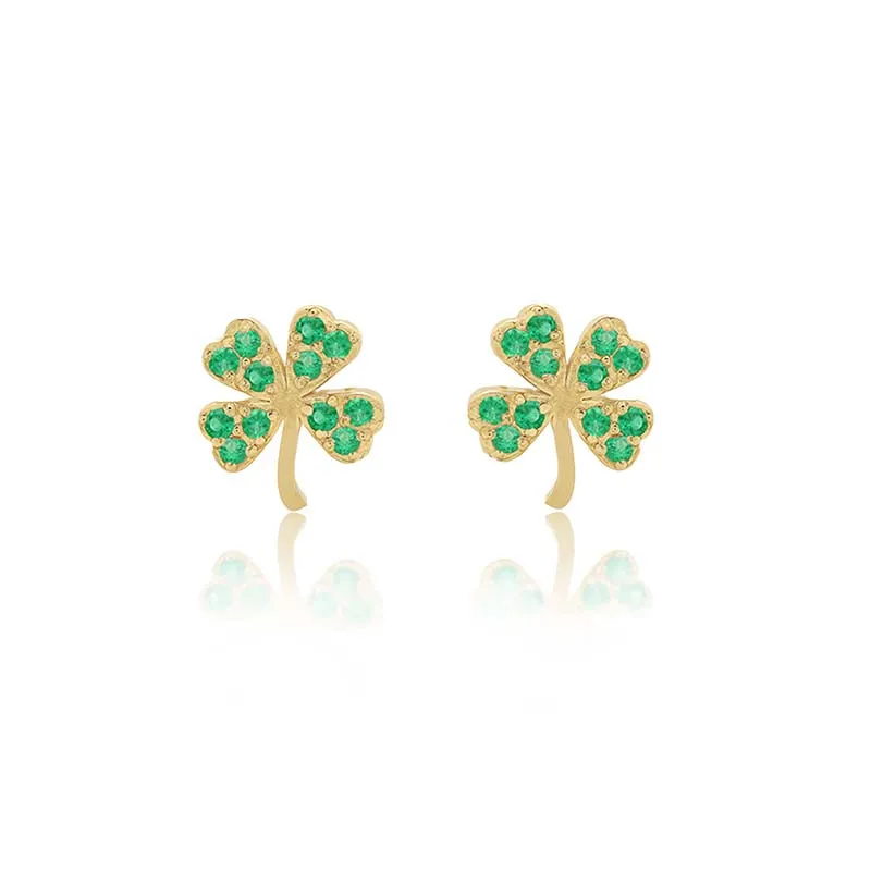 Emerald Mini Clover Studs