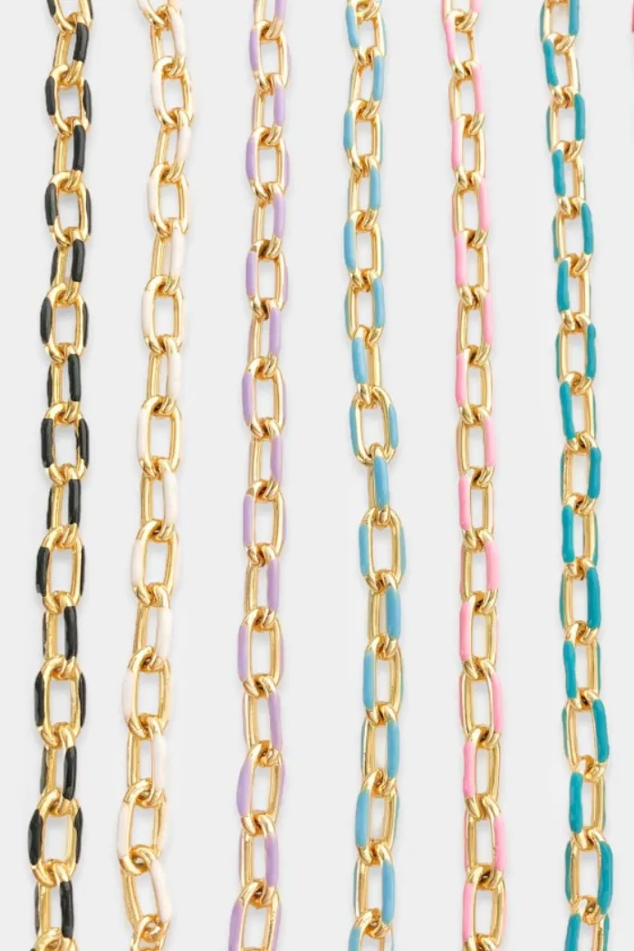 Enamel Paper Clip Chain Necklace