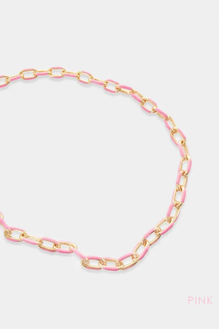 Enamel Paper Clip Chain Necklace