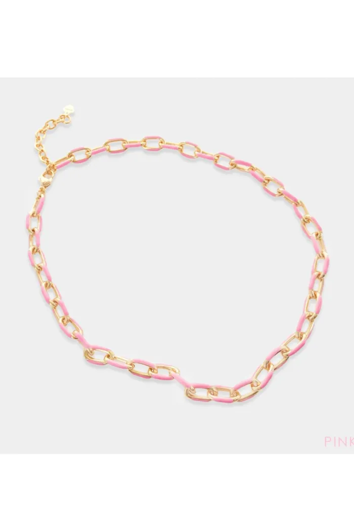 Enamel Paper Clip Chain Necklace