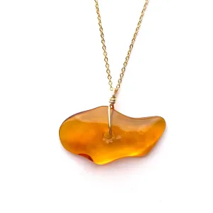 Genuine Natural Baltic Amber Necklace #50 - 16 Kt Gold plated chain necklace Handmade Jewelry - Great gift