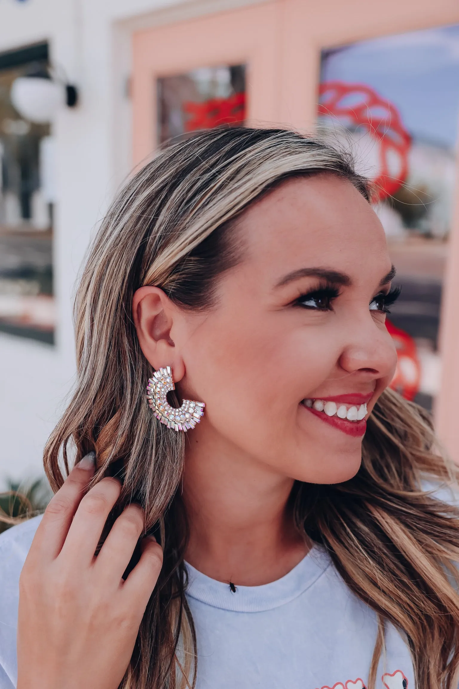 Geometric Crystal Stud Earrings - AB