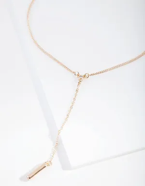 Gold Diamante Stack Drop Necklace