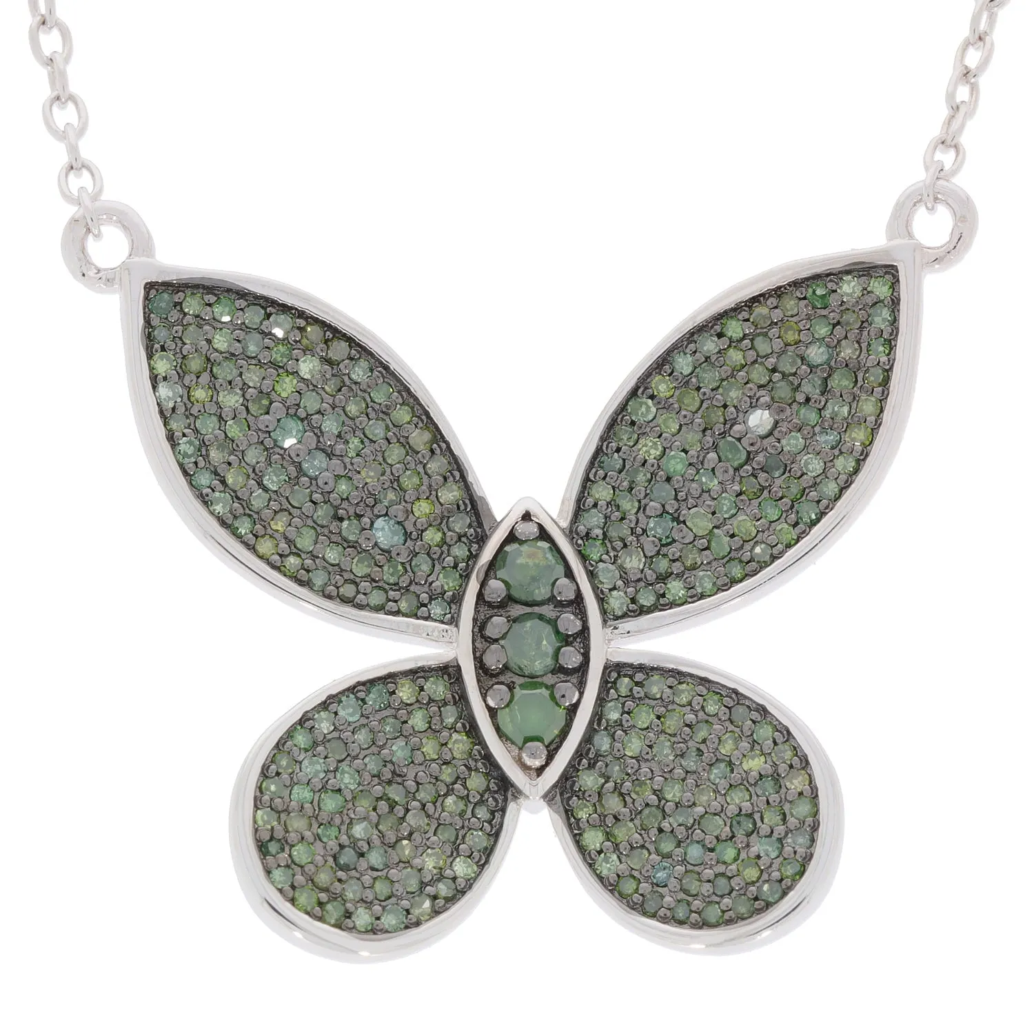 Green Diamond Sterling Silver Necklace with Accent