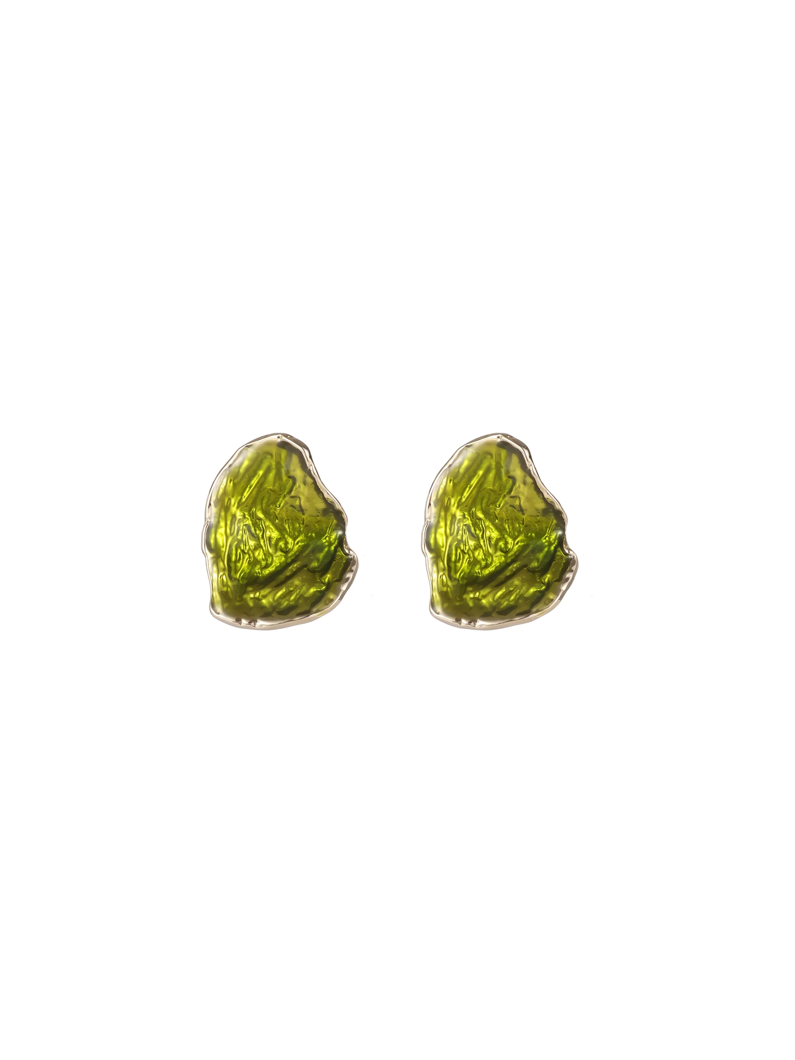 Green Emerald Cut Stud Earrings