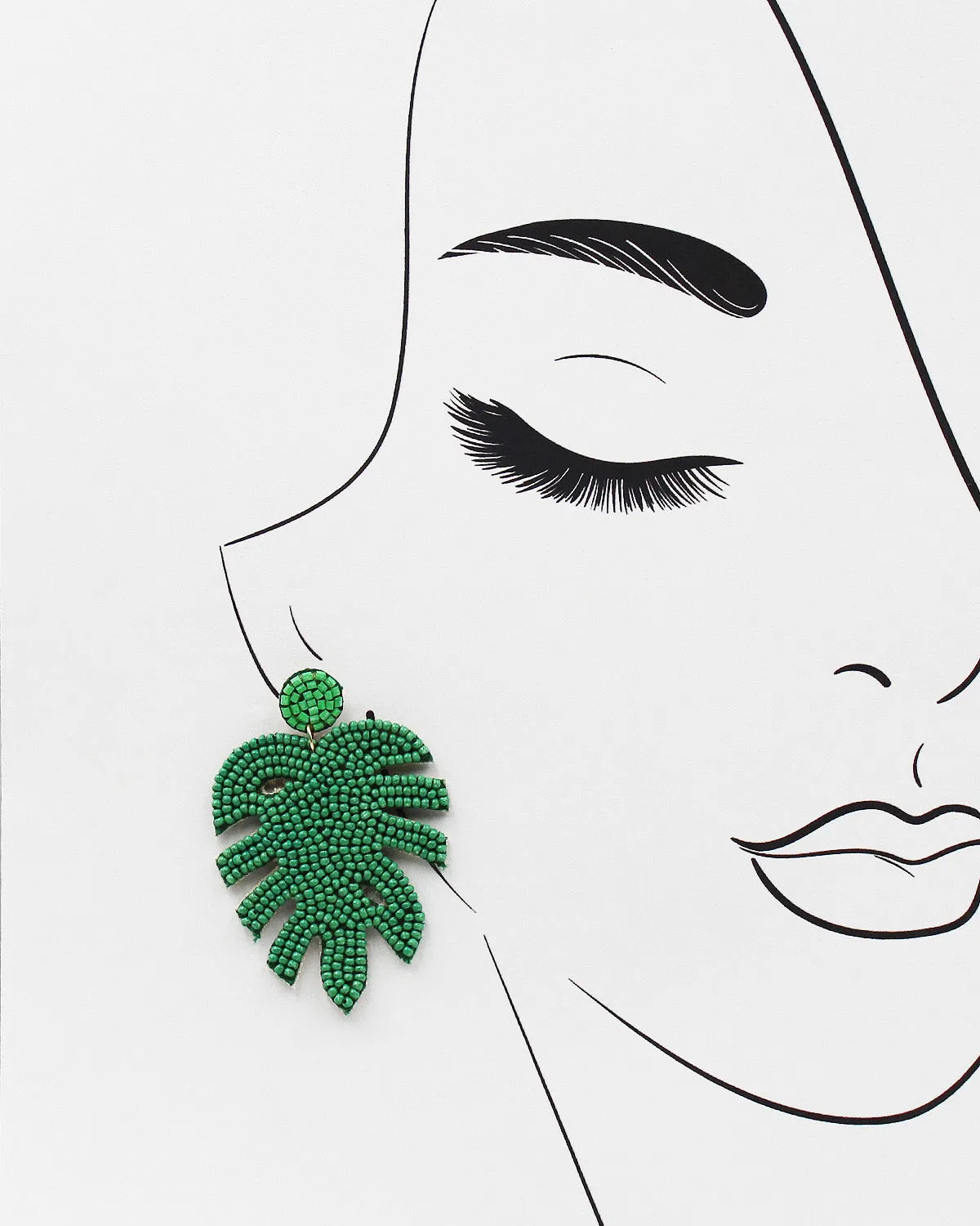 Hand Beaded Leaf Earrings