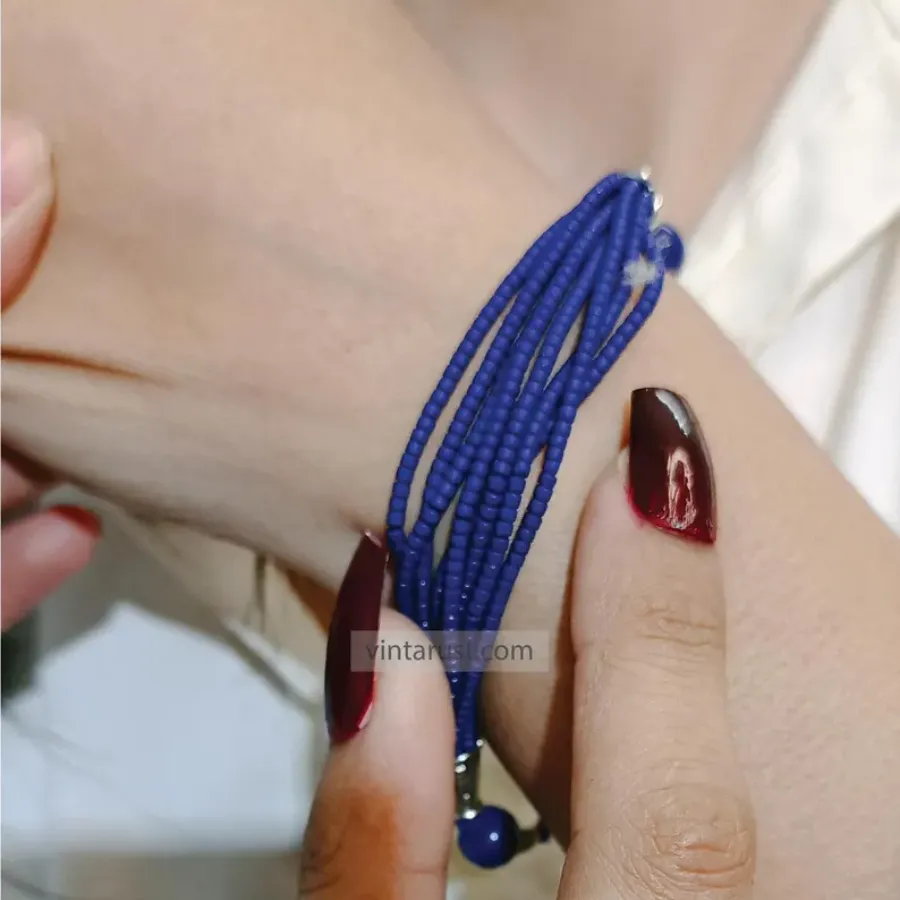 Handcrafted Lapis Bracelet, Bohemian Silver Kuchi Bracelet