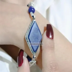 Handcrafted Lapis Bracelet, Bohemian Silver Kuchi Bracelet