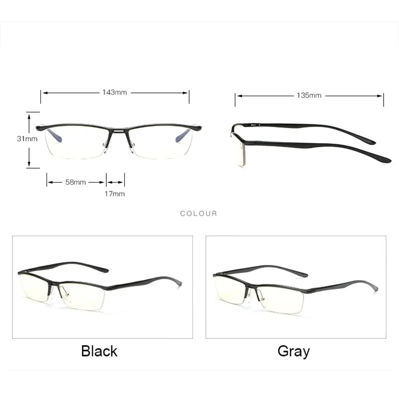 Hdcrafter Unisex Semi Rim Rectangle Titanium Frame Eyeglasses Lv130