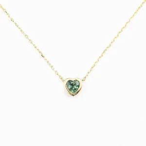 Heart Necklace 5mm Madagascar Sapphire, 14K Gold