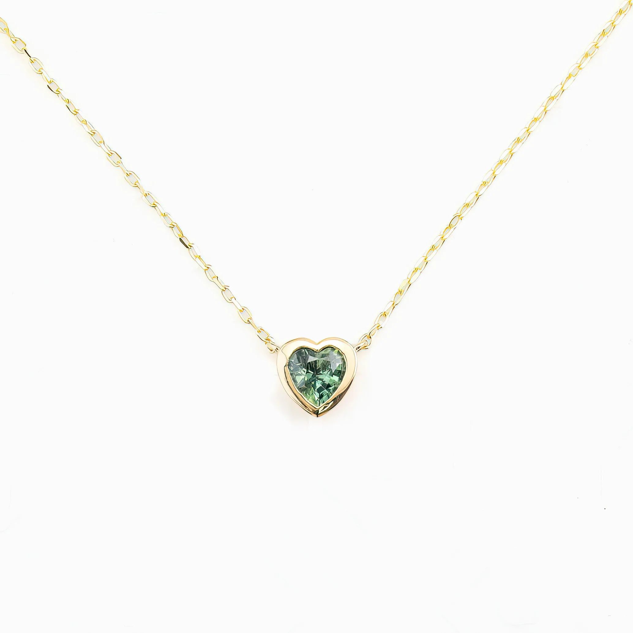 Heart Necklace 5mm Madagascar Sapphire, 14K Gold