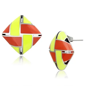 High polished (no plating) Stainless Steel Earrings with Epoxy in Multi Color for Women Multi Color Stone Color Style TK897