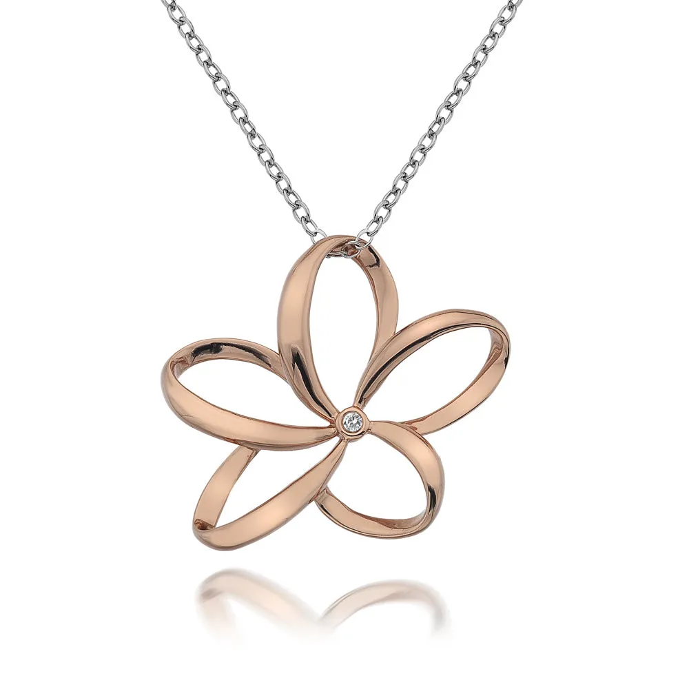 Hot Diamonds Paradise Large Open Petal Pendant - Rose Gold Plated