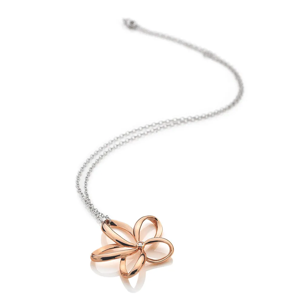 Hot Diamonds Paradise Large Open Petal Pendant - Rose Gold Plated