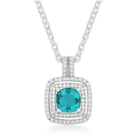 Idella Aqua Cushion Double Halo Pendant | 4.5ct