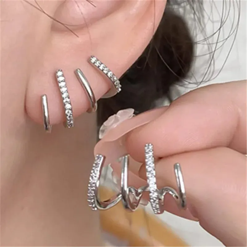 Irregular Liquid Metal Hollow Earrings Style Hip-Hop Punk Fashion Personality Stud Earrings for Women Girl Travel Accessories