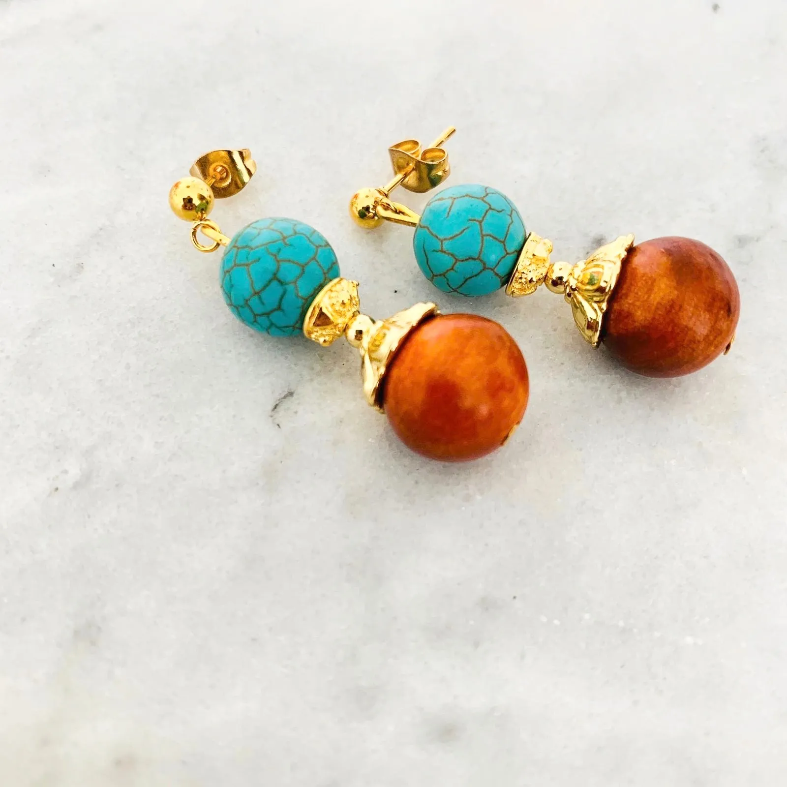 King Of Wood & Turquoise Earrings