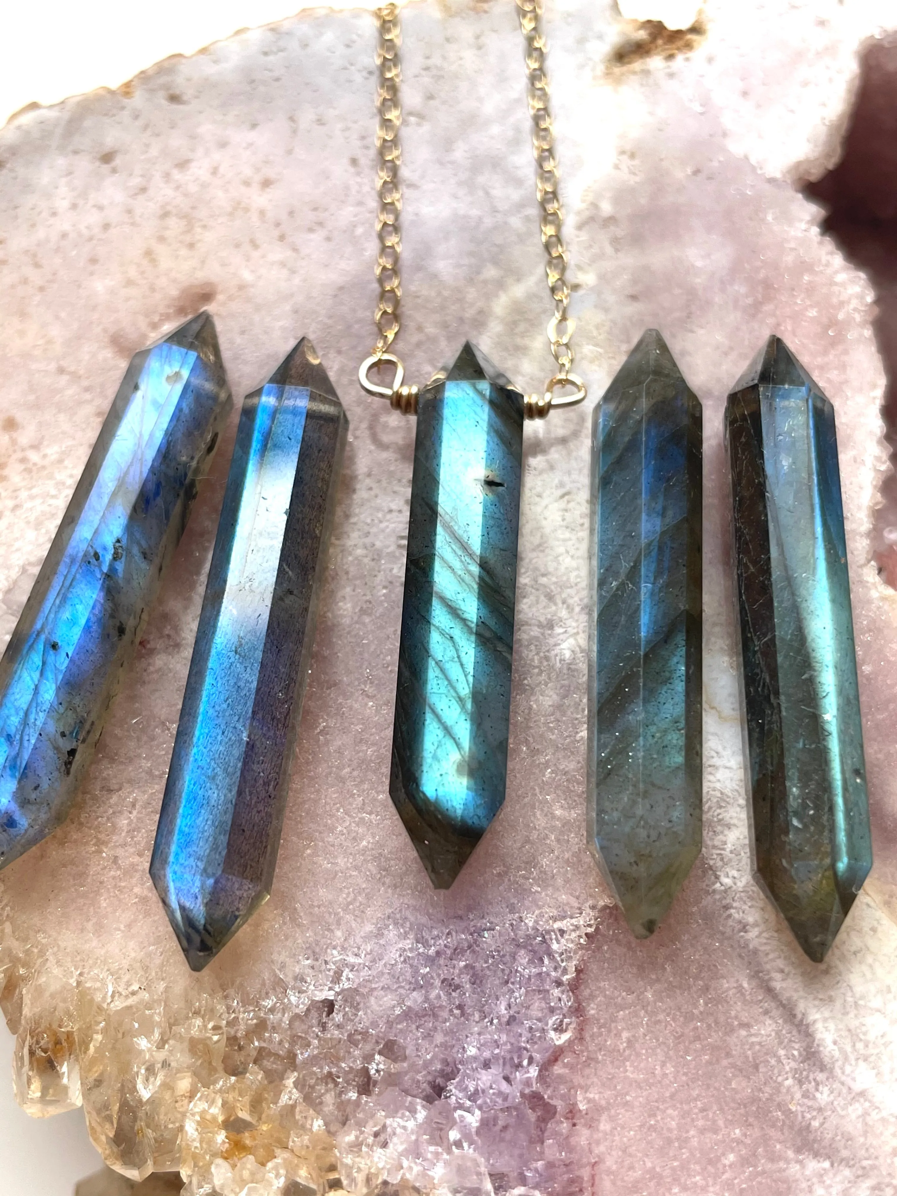 Labradorite Pencil Crystal Necklace